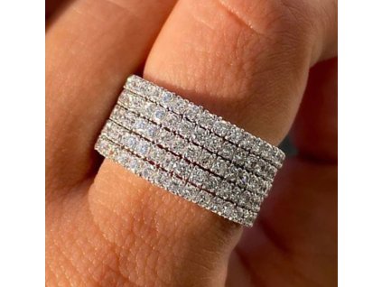 Široký prsten se zirkony (Velikost prstenu 62mm)