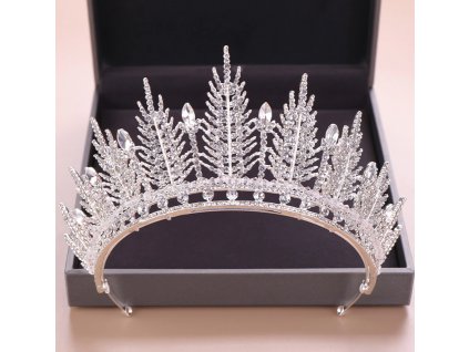 41331 luxusni korunka tiara do vlasu crystal diadem postribrena