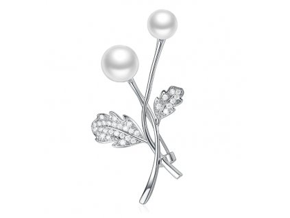 41760 elegantni broz se zirkony pearl flower