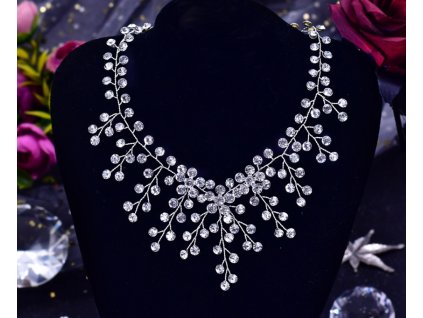 Dámský krystalový náhrdelník Bride - postříbřený (Druh barvy Stříbrná)