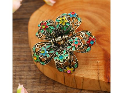 43001 retro spona do vlasu kvet