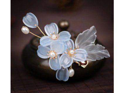 Elegantní vlasová spona s modrými květy