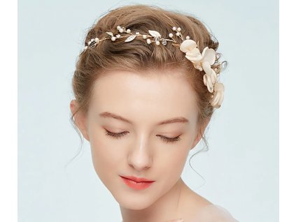 Květinová čelenka do vlasů s perličkami