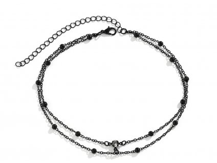 Gotický dámský dvojitý náhrdelník s perličkami - černý