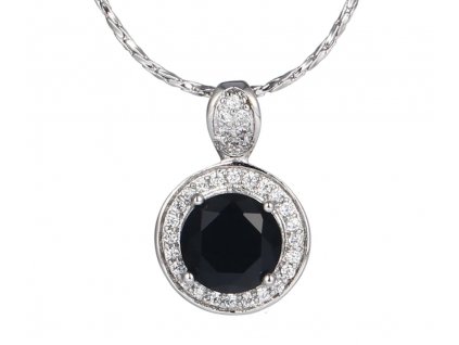 Dámský postříbřený náhrdelník Black Crystal