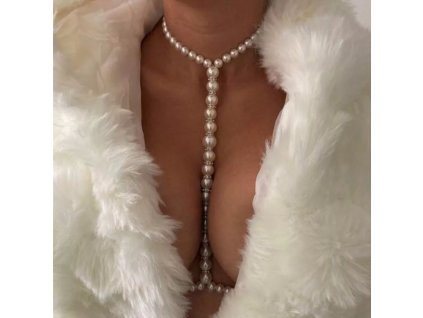 Sexy perlový náhrdelník na tělo White Pearls