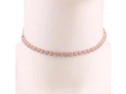 Luxusní náhrdelník choker Round - růžové pozlacení