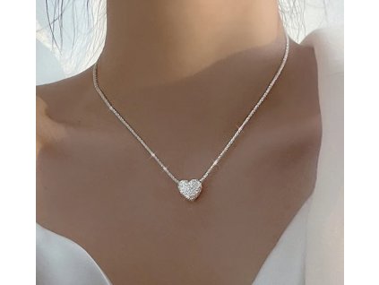 Dámský náhrdelník s přívěskem Srdce - postříbřený