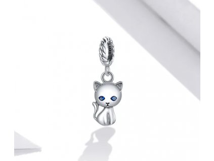 Přívěsek Kočka s modrýma očima - Stříbro 925
