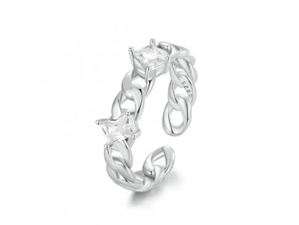 Řetízkový prsten se zirkony - Stříbro 925