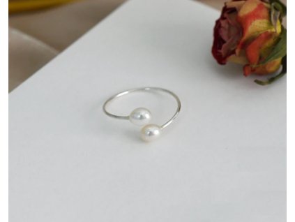 Prsten se sladkovodními perlami Double - Stříbro 925