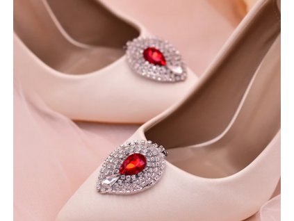Spona na boty s krystaly Červená Kapka