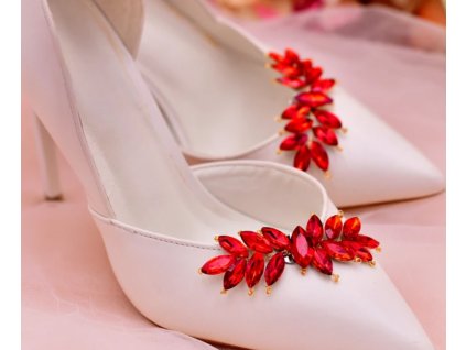 Spona na boty s kamínky Crystal - červená