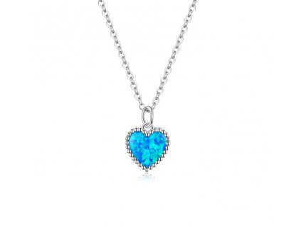 Náhrdelník Srdce s modrým opálem - Stříbro 925