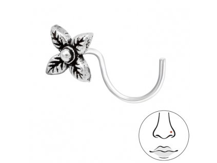 Piercing do nosu Květina - Stříbro 925