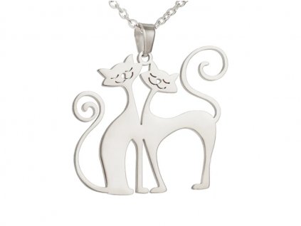 Nerezový náhrdelník s přívěskem dvou Koček
