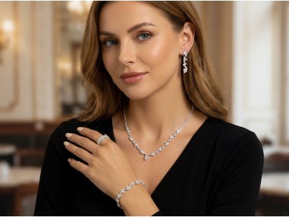 Jemná 4-dílná souprava Drahokam - postříbřená