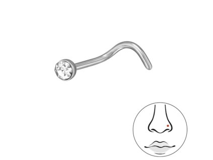 Titanový piercing do nosu kroužek s křišťálem