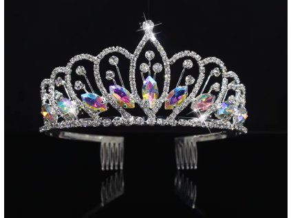 Vysoká korunka do vlasů diadém s krystaly Queen