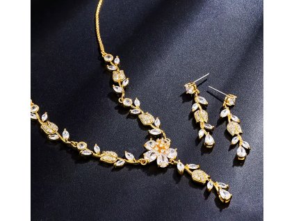 Elegantní souprava se zirkonovým květem a lístky