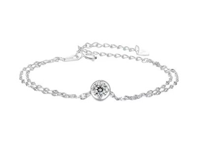 Dvojitý náramek s Moissanitem 0,5ct - Stříbro 925