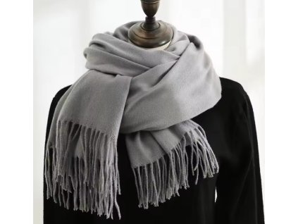 Pánská šedá zimní šála z měkkého polyesteru