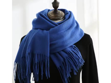 Pánská modrá zimní šála z měkkého polyesteru