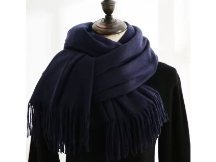 Pánská tmavě modrá zimní šála z měkkého polyesteru