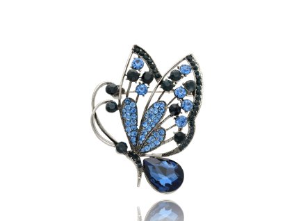 Elegantní brož YVON v modro černém motýlím designu 1