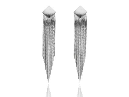 Výrazné visací náušnice YVON s kaskádou řetízků ve stříbrné barvě 1