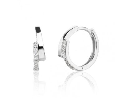 Náušnice kruhy s bílými zirkony - Stříbro 925