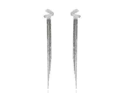 Elegantní visací náušnice YVON ve stříbrné barvě s jemným třpytem