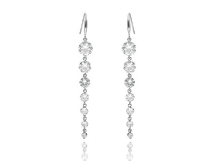 Elegantní náušnice YVON s vertikálním zirkoniovým motivem ve stříbrné barvě