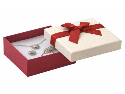 Dárková krabička na šperky –  bordó / krémová 93 × 91 × 35 mm
