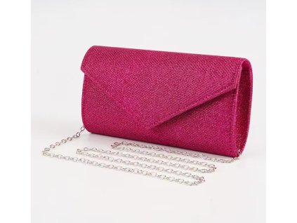 Sytě růžová třpytivá dámská kabelka se stříbrným řetízkem