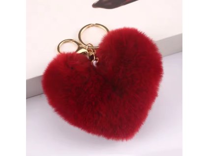 Přívěsek na klíče, kabelku plyšové Srdce - vínová
