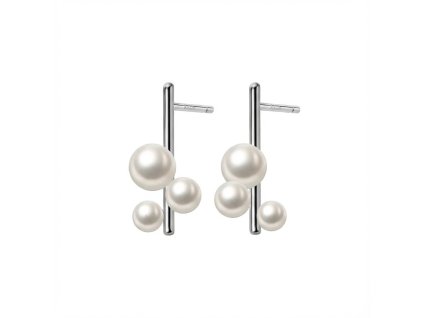 Stříbrné peckové náušnice s perlami ve světlém tónu – stříbro 925