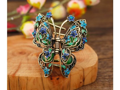 Retro spona do vlasů ve tvaru motýla