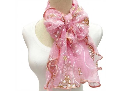 Jemný dámský šátek s květinovým potiskem
