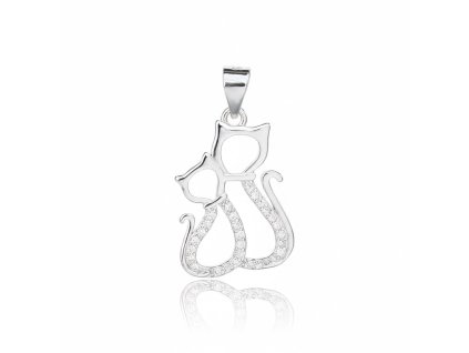 Stříbrný přívěsek Propletené kočky s bílými zirkony