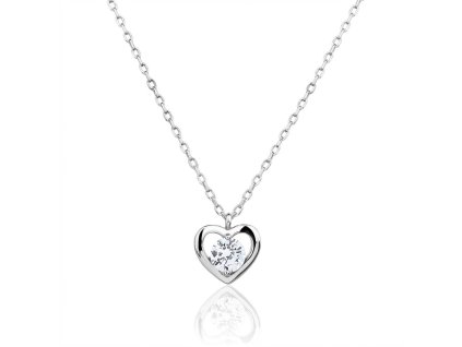 Stříbrný náhrdelník Srdce s čirým zirkonem