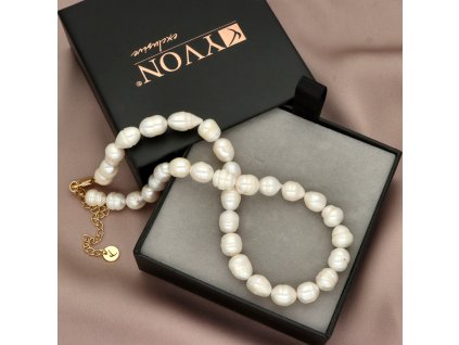 Elegantní náhrdelník z nepravidelných perel v přirozeném tónu 1