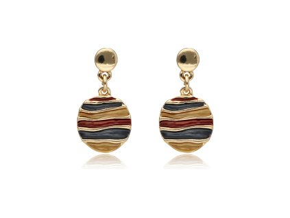 Náušnice s malovaným efektem v odstínech zlaté, vínové a tmavé modři 1