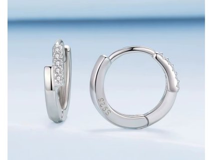 Stříbrné náušnice Cross s pěti zirkony – kruhy