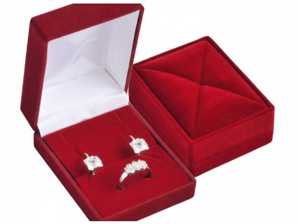 Sametová dárková krabička na malou sadu šperků – bordó