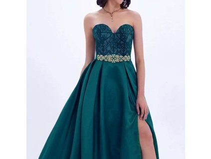 Svatební opasek se zelenými krystaly a perličkami