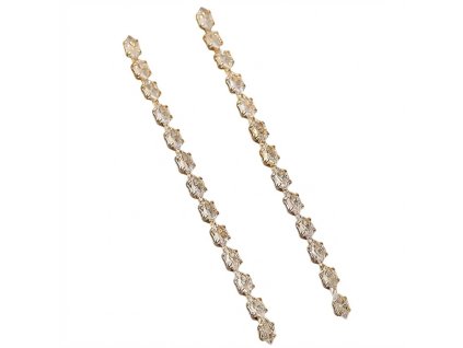 Dlouhé geometrické náušnice se zirkony ve zlaté barvě