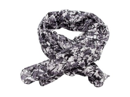 Dámský květinový šátek v jemných černých tónech