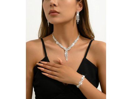 Společenská souprava šperků s krystaly a střapci