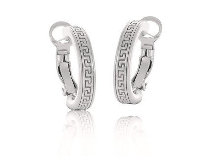 Kruhové náušnice Colibra s řeckým motivem postříbřené